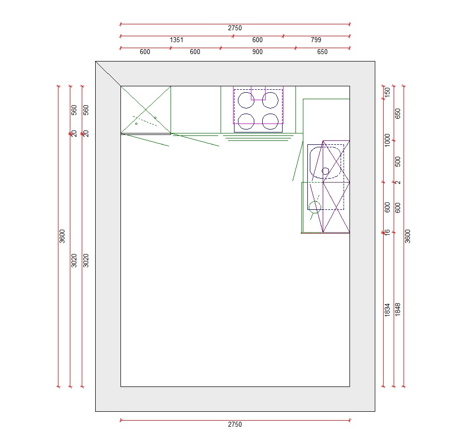Blokkeuken 13 Premium 2750 x 1750 mm