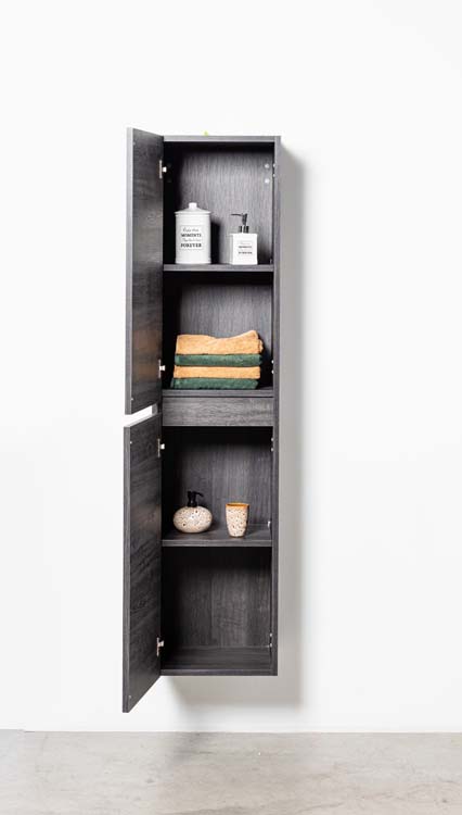 Armoire colonne Dotan chêne foncé suspendue 185x40x32cm