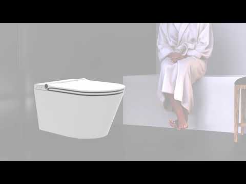 Wc japonais avec siège de toilette soft-close sans rebord blanc