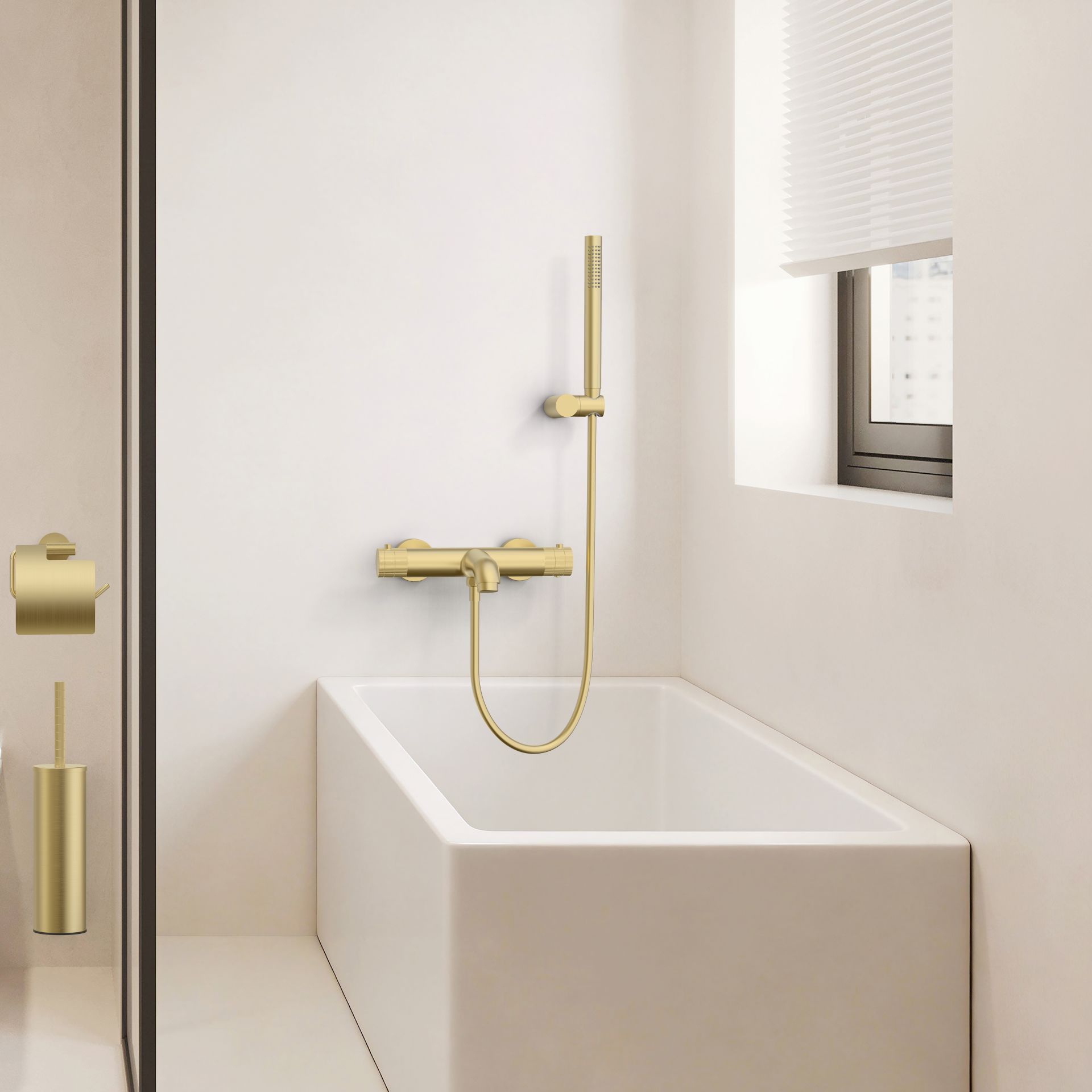Bad-douchekraan Vera thermostatisch geborsteld goud