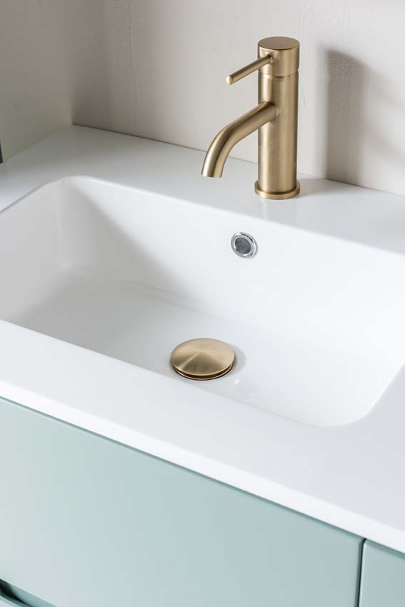 Meuble de salle de bains Truman vert gris suspendu avec lavabo double blanc brillant 120cm