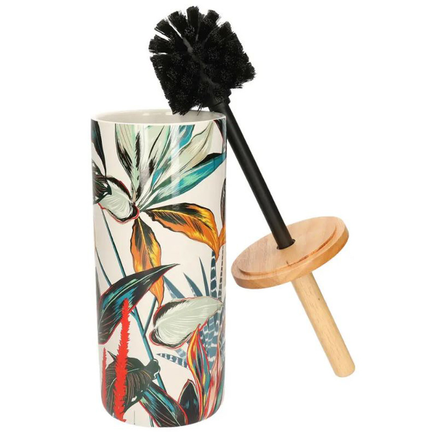 Toiletborstel met houder Hawaii zandsteen/bamboe multicolor