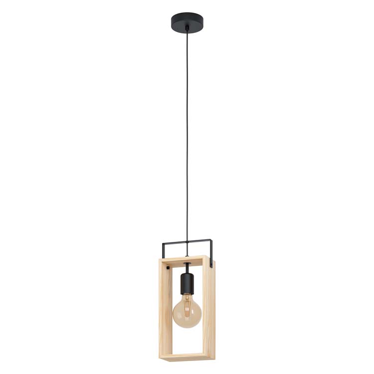 Hanglamp hout/zwart E27 40W dimbaar