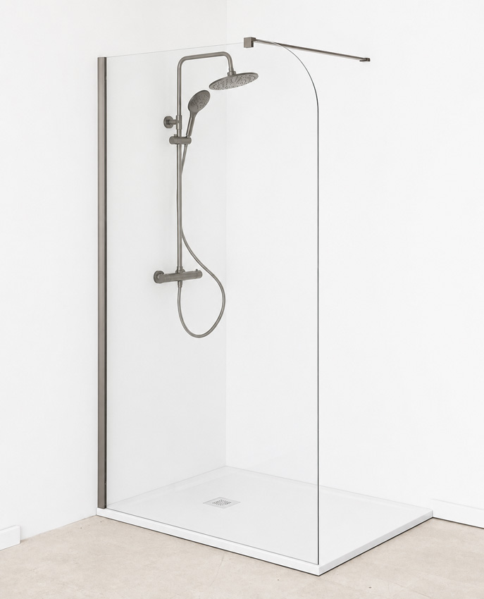 Paroi de douche à l'italienne Avery arrondie verre clair avec kit de profilés canon fusil 97x200cm