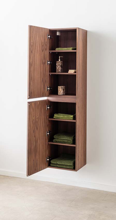 Meuble de salle de bains Falco noyer suspendu avec lavabo double effet marbre carrara 120cm