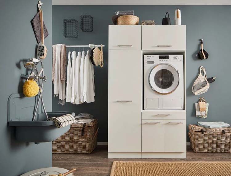 Meuble pour buanderie Decowash set 9 blanc 117,5x67,5x200cm