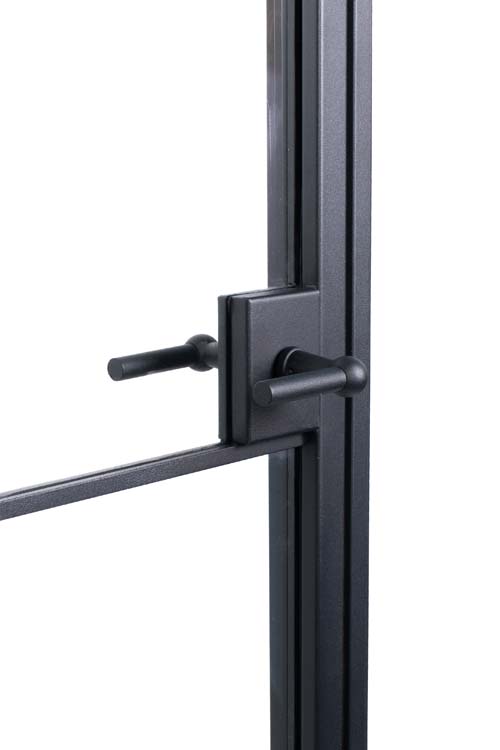 Porte intérieure simple en acier Black Glamour noir 4V poussant à droite sur mesure