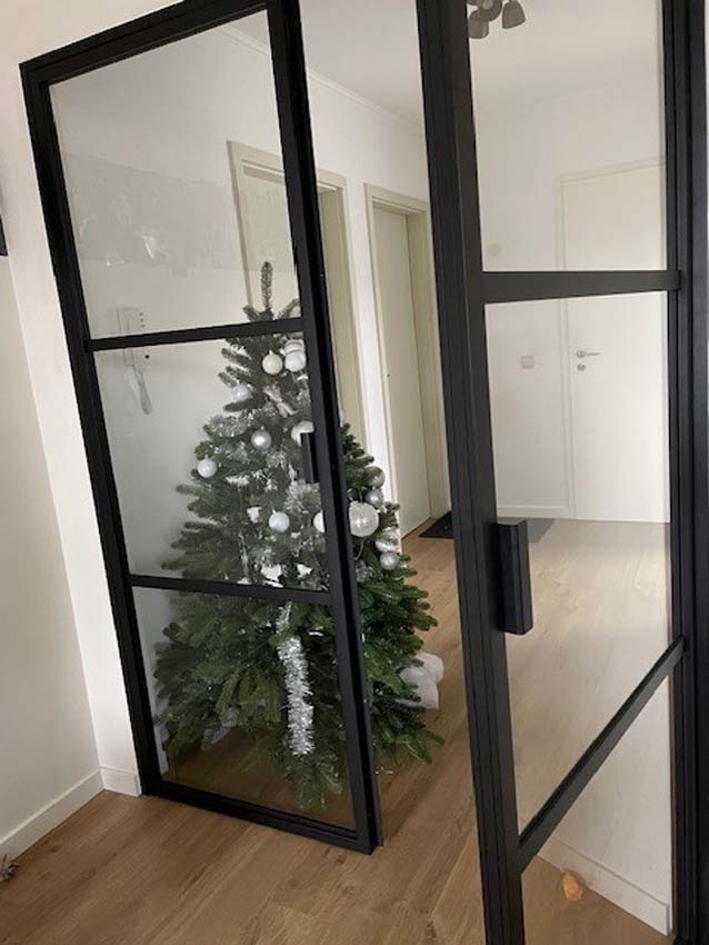 Porte intérieure double en alu luxe Dimaro Nero droite sur mesure