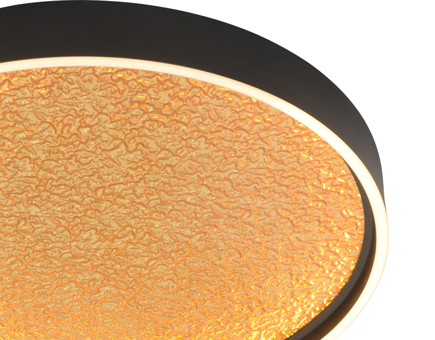 Plafonnier - noir/doré - Ø60cm - dimmable - LED - 1x60W - 3000K