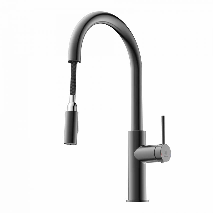 Robinet de cuisine Wasserwerk WK 13 Sphere graphite mat avec bec extractible
