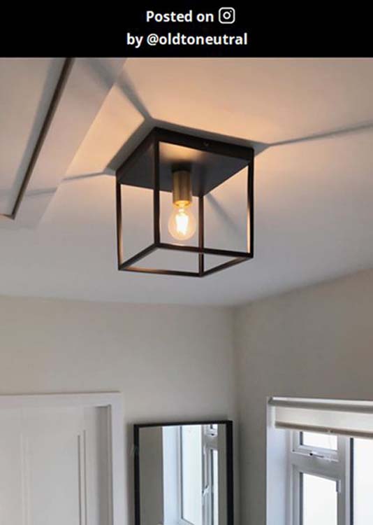 Plafondlamp - zwart/goud - vierkant - E27 - 40W