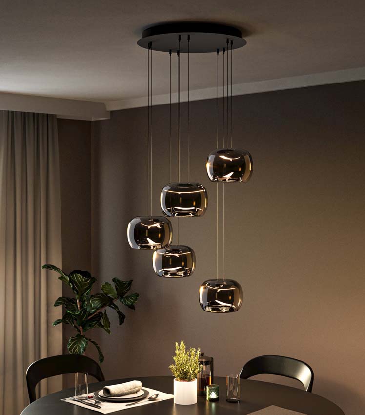 Suspension - Noir/smoke - 110x10x120cm - Dimmable - LED - 5x4,6W - 3000K - 3450lm