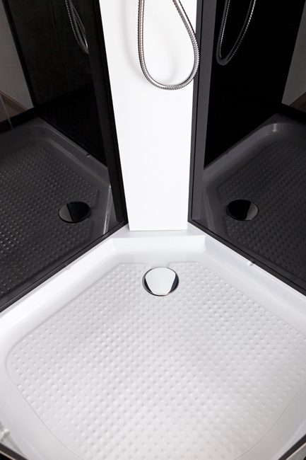 Douchecabine Adam zwart schuifdeuren 100x100x215cm incl. doucheset Sara chroom