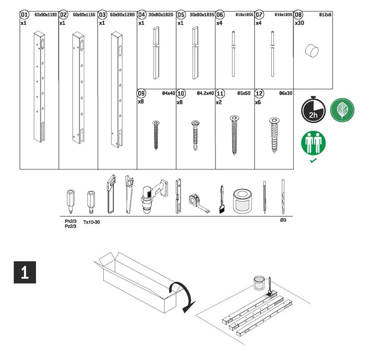 Trap beuk Wolfsburg 280x82cm met leuning