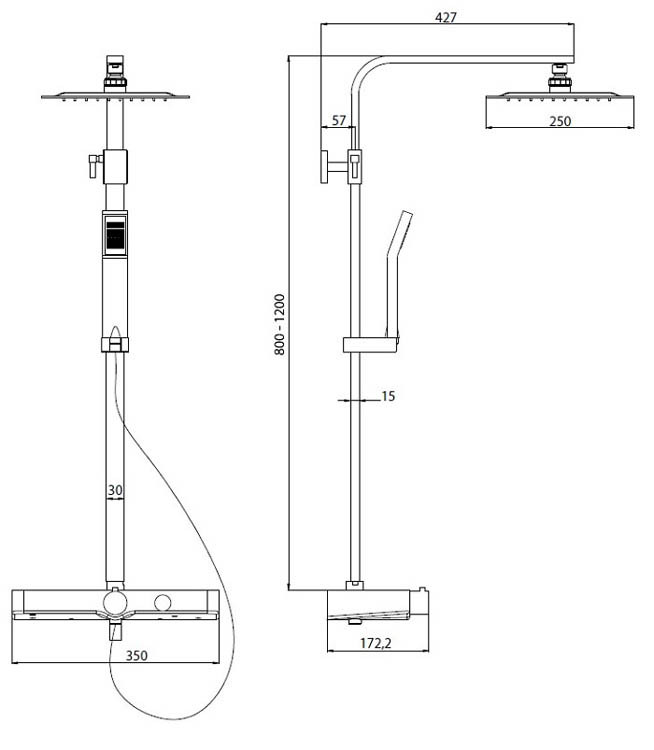 Doucheset Olfa thermostatisch chroom/wit