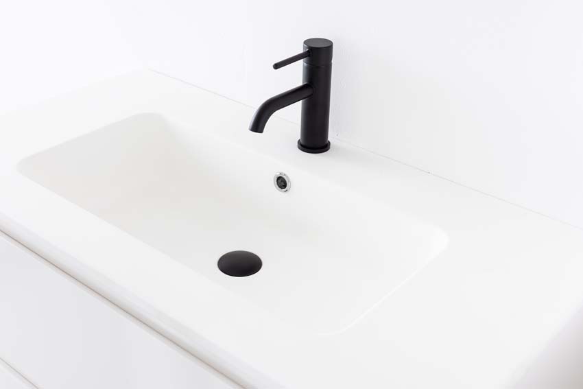 Badkamermeubel Tibo wit met enkele wastafel mat wit 90cm