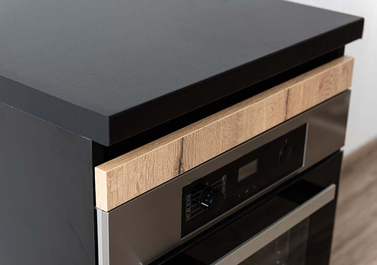 Armoire de cuisine Plenti meuble bas pour four, noir/aspect bois, 60x78cm