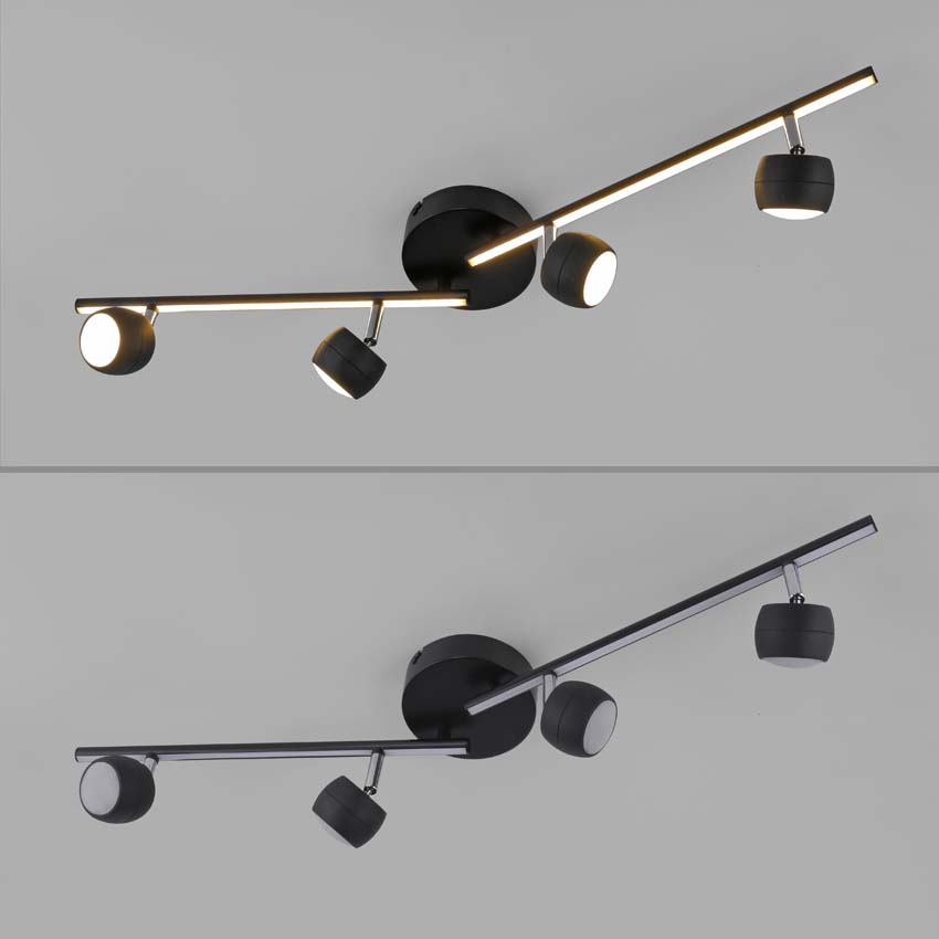 Spot plafond - noir - 13x75cm - dimmable - 4x5,35W - 3000K