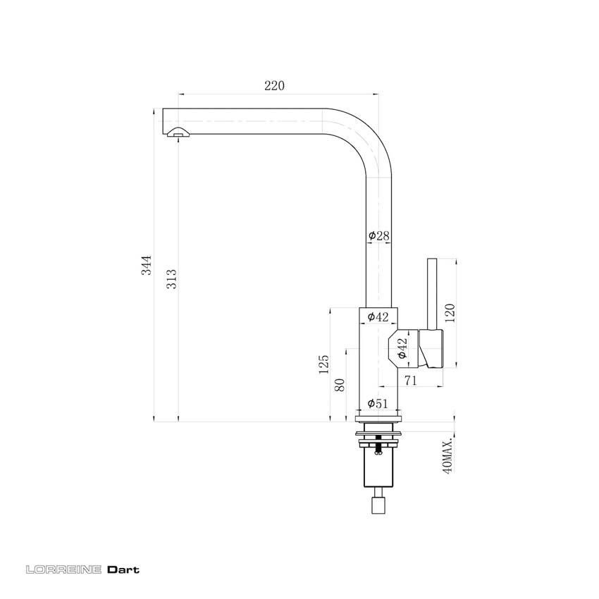 Robinet de cuisine Lorreine Dart inox