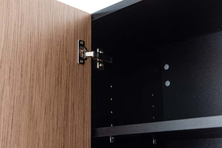 Kolomkast Dorian mat zwart/notelaar hangend 160x40x32cm