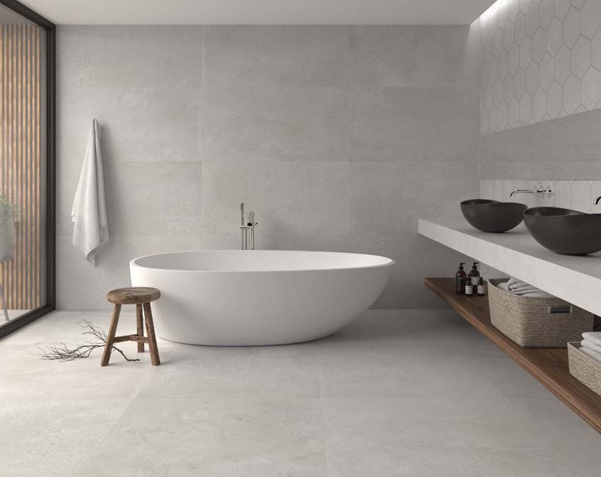 Carrelage de sol et mural Enzo gris ciment 60x120cm