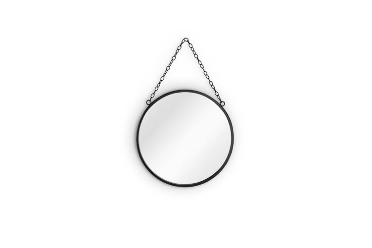 Miroir métal noir D25.5 cm
