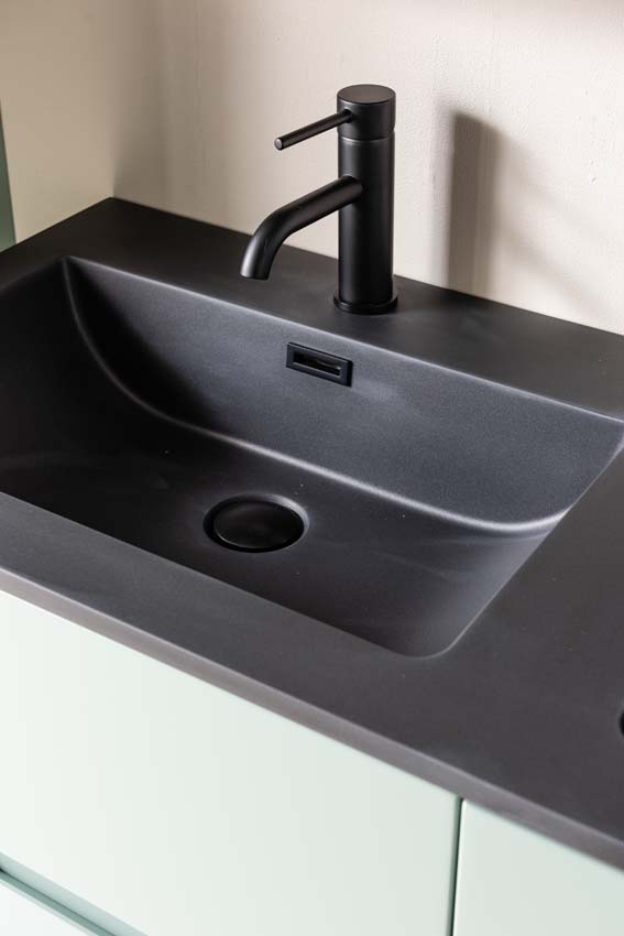 Badkamermeubel Truman grijsgroen hangend met dubbele wastafel mat zwart 120cm