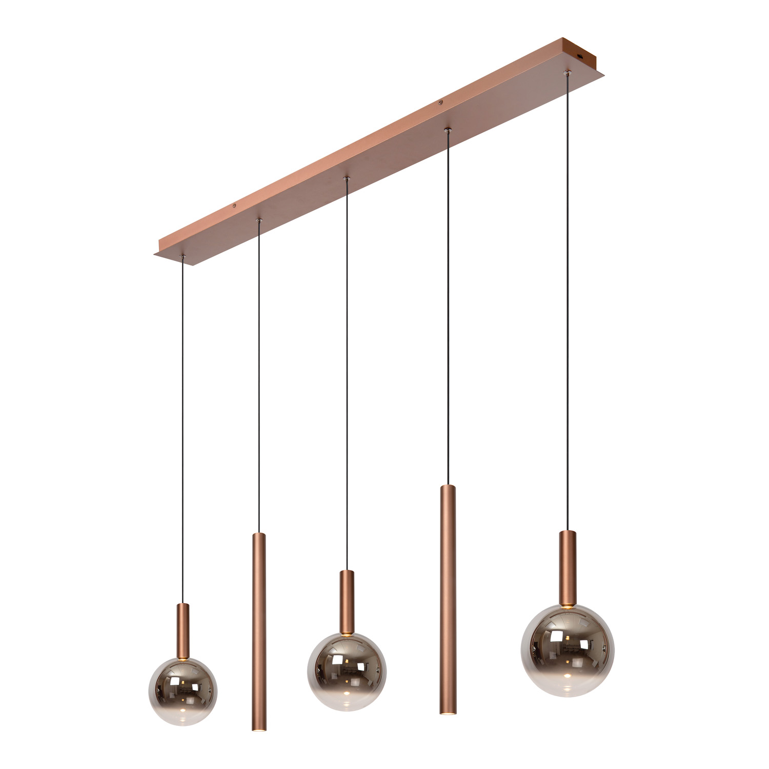 Lucide Premium Jasmine - Hanglamp - LED Dimb. - CCT - 5X4W 2200K/3300K - Koper