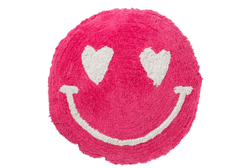 Kussen Smiley roze 45x45cm