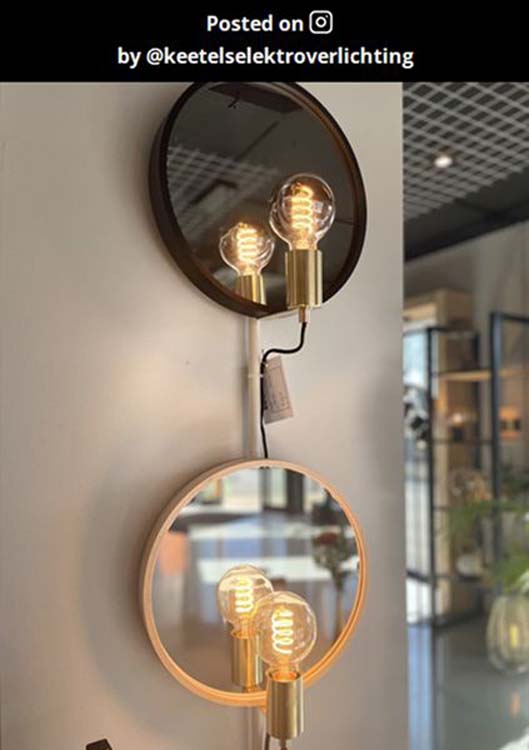 Spiegellamp - 1xE27 - Licht hout