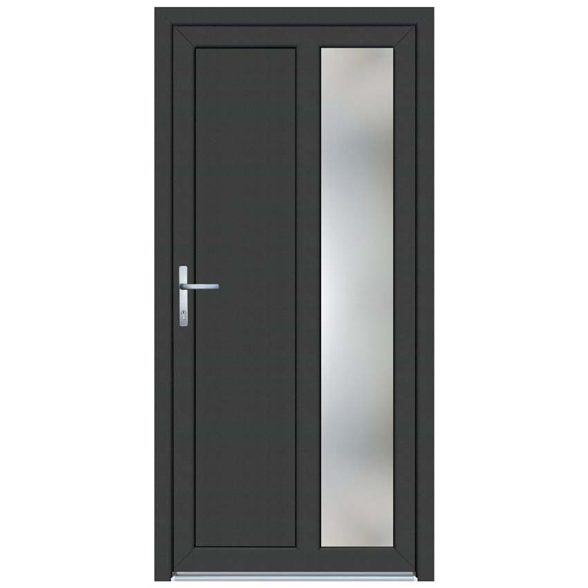 Buitendeur Flavie PVC mat glas antraciet/wit 1000x2000mm links