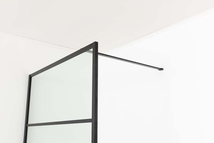 Vaste douchewand Ugo inclusief stang mat zwart 120x200cm