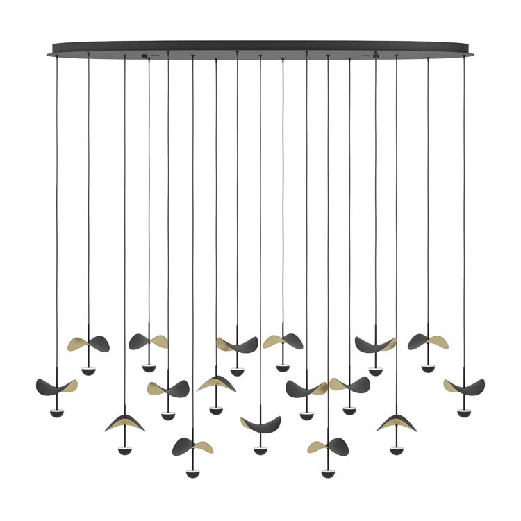 Hanglamp zwart-goud 17 leds 155 cm 3000K dimbaar