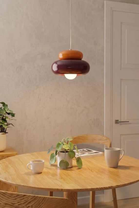 Suspension - bordeaux/orange - Ø25x110cm - dimmable - E27 - 1x60W