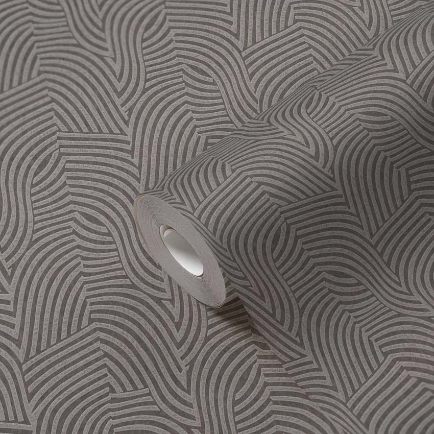 Vinyle sur papier peint intissé vagues gris/métallique 0,53x10,05m
