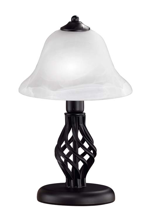 Lampe de table noir/blanc osier verre lampe excl 1xE14
