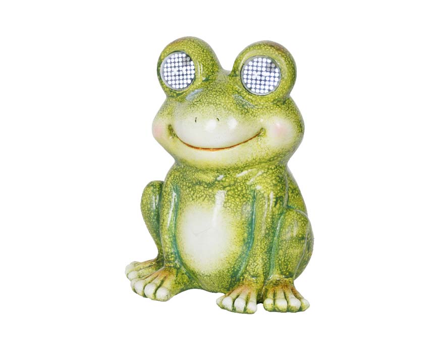 Beeld kikker polyresin groen 17,2x20x24,5cm