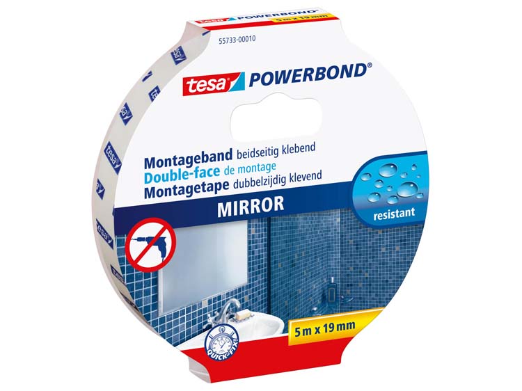 Tesa ruban de montage miroirs 5m x 19mm blanc