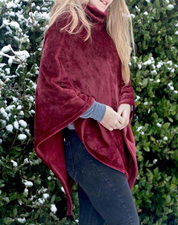 Poncho Marthe taille unique 80x80 cm bruin
