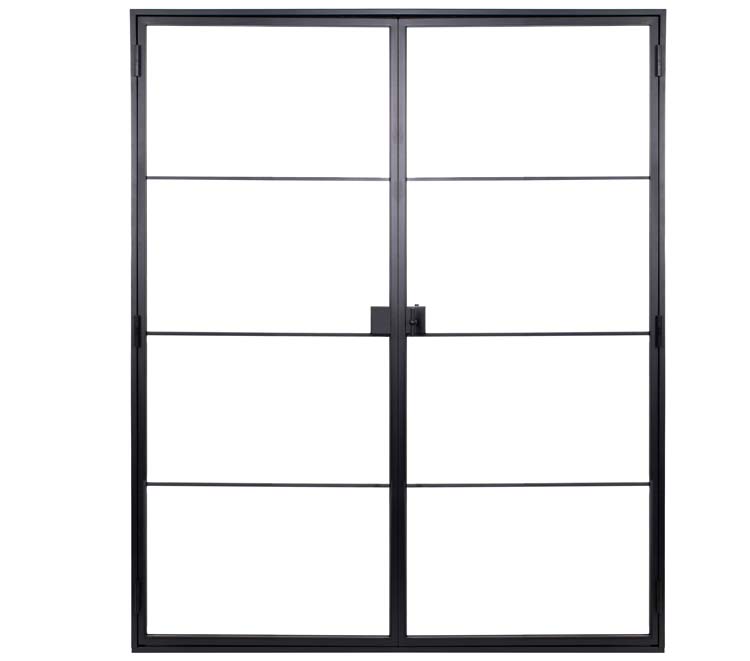 Porte intérieure double en acier Black Glamour noir 2x4V poussant à gauche sur mesure
