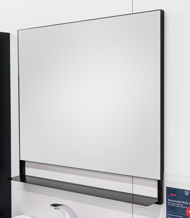 Miroir rectangulaire avec tablette noir 90x80cm