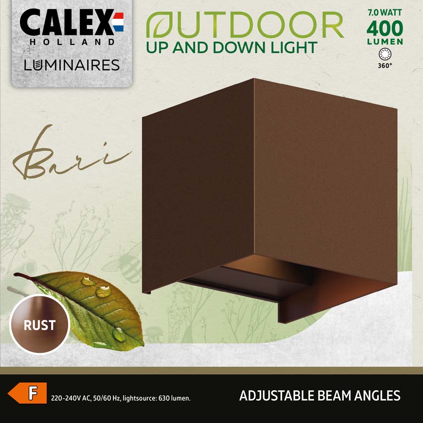 Applique murale - Rouille - 10x10x10cm - LED intégrée - 1x7W - 3000K