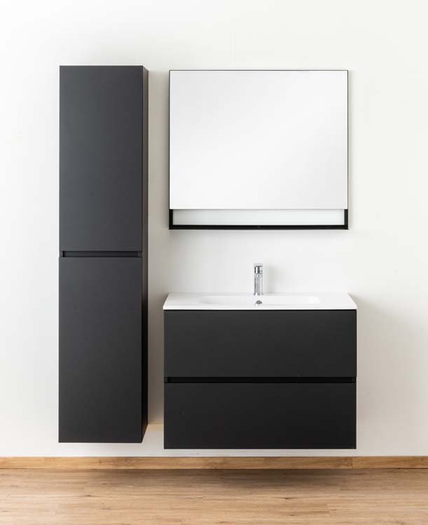 Meuble salle de bain Puro noir mat 900mm lavabo brillant Meuble salle de bain Puro noir mat 900mm lavabo brillant