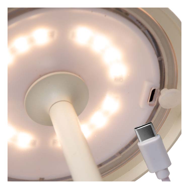 Lucide JOY - Lampe de table Extérieur Rechargeable - Batterie - Ø 12 cm - LED Dim. - 1x1,5W 3000K - IP54 - Blanc