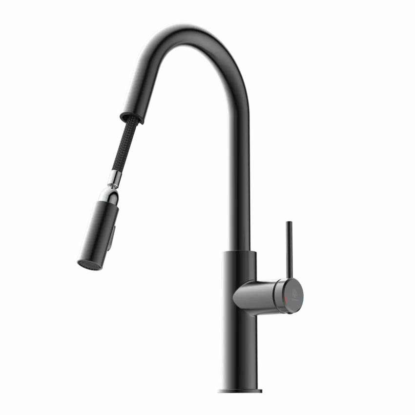 Robinet de cuisine Wasserwerk WK 13 Curve graphite mat avec bec extractible