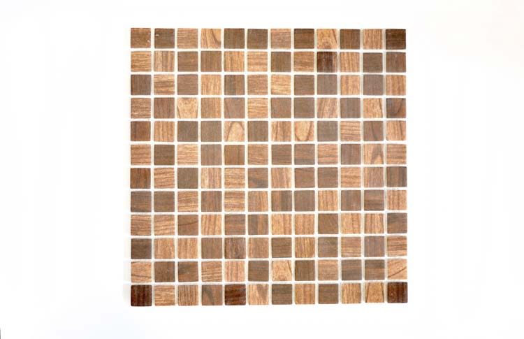 Mosaïque Eco structure bois brune foncé 30 x 30 cm
