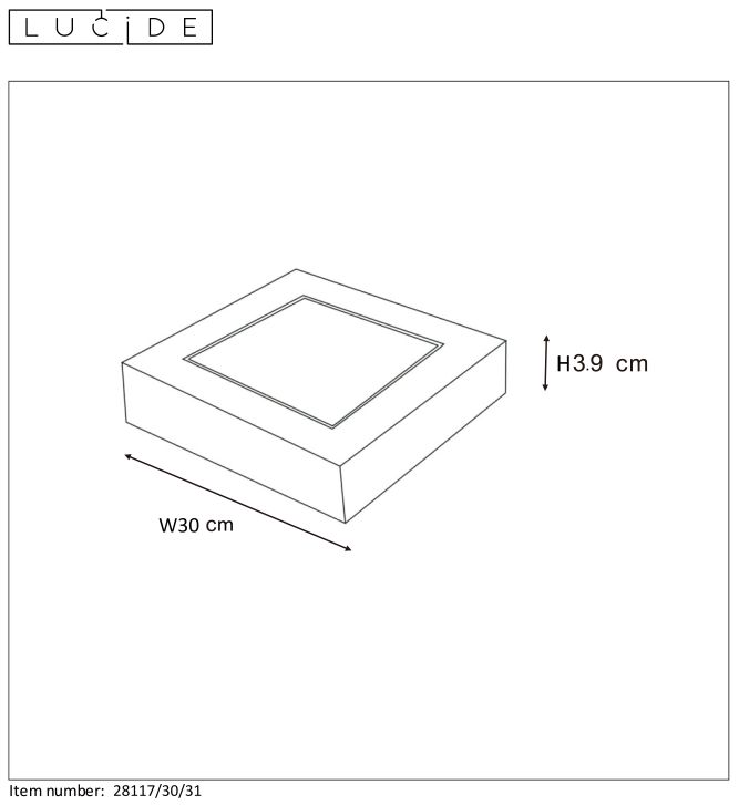 Plafondlamp - wit - vierkant - dimbaar - LED - 30W - IP44