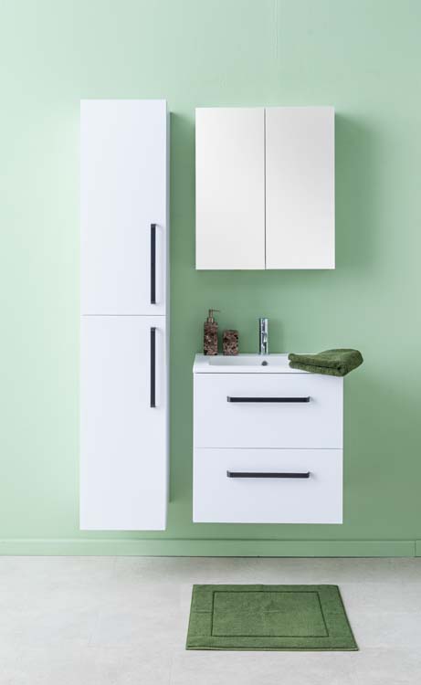 Meuble de salle de bains Bison blanc mat suspendu avec lavabo simple blanc brillant 60cm