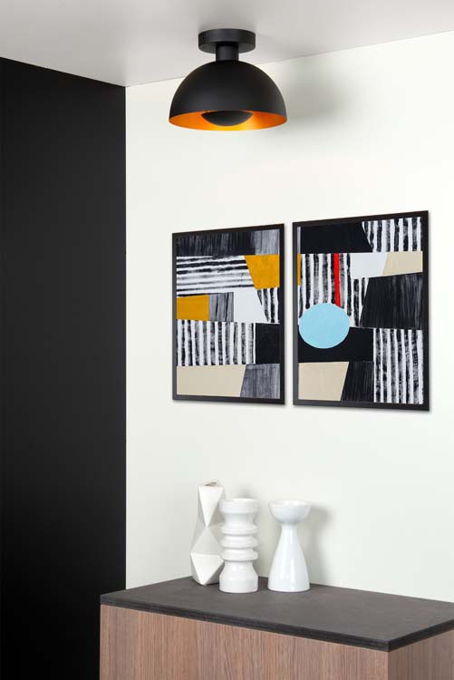 Lucide SIEMON - Plafonnier - Ø 25 cm - 1xE27 - Noir