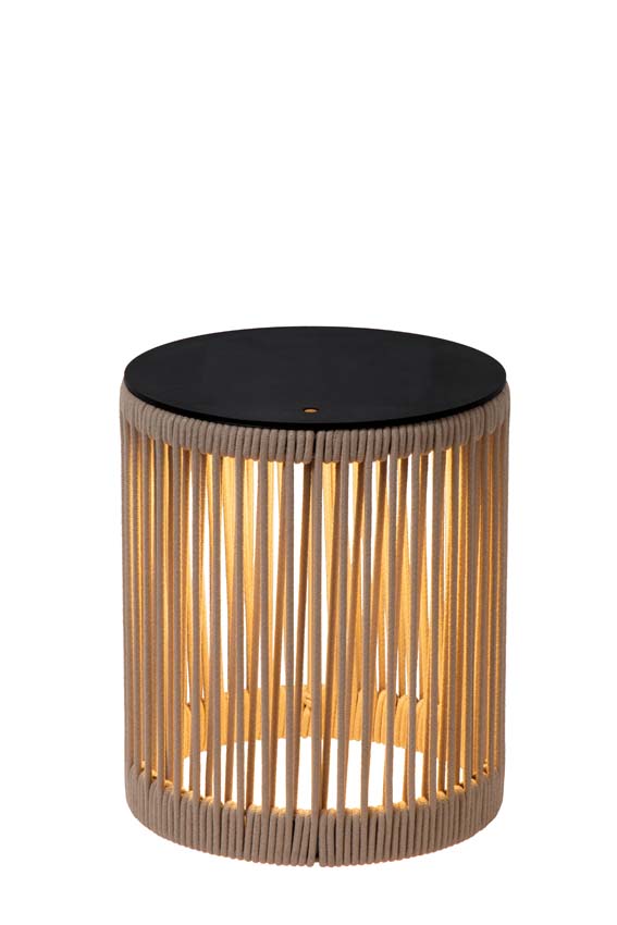 Lucide Pingi - Lampadaire Rechargeable Intérieur/Extérieur - Batterie/Piles - H36,5cm - LED 3 StepDim - 1x3W 3000K - IP44 - Taupe